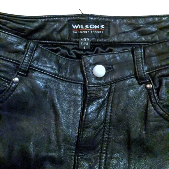 Wilson's 100% Real Genuine Black Leather Vintage High Waist Jeans - 6 - Picture 10 of 13